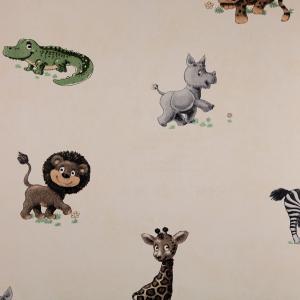 Papel de Parede All Kids Safari Fundo rosa H2912702- Rolo: 10m x 0,53m Vinilizado Tam 53m x 10.00 (C x A) Safari rosa   H2912702