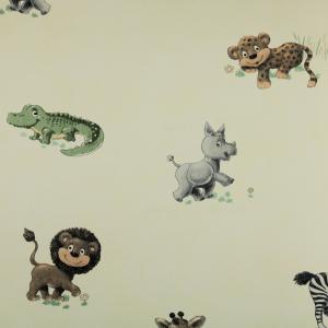 Papel de Parede All Kids Safari Fundo Verde H2912703 - Rolo: 10m x 0,53m Vinilizado Tam 53m x 10.00 (C x A) Safari verde   H2912703